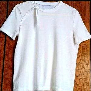 Zara White Tee Shirt Front Tie Detail Short Sleeve